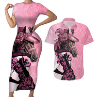 Kentucky Horse Racing Couples Matching Short Sleeve Bodycon Dress and Hawaiian Shirt Derby Ladies With Roses