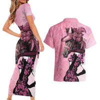 Kentucky Horse Racing Couples Matching Short Sleeve Bodycon Dress and Hawaiian Shirt Derby Ladies With Roses
