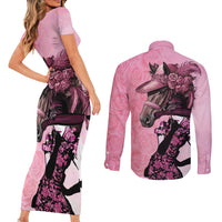 Kentucky Horse Racing Couples Matching Short Sleeve Bodycon Dress and Long Sleeve Button Shirt Derby Ladies With Roses