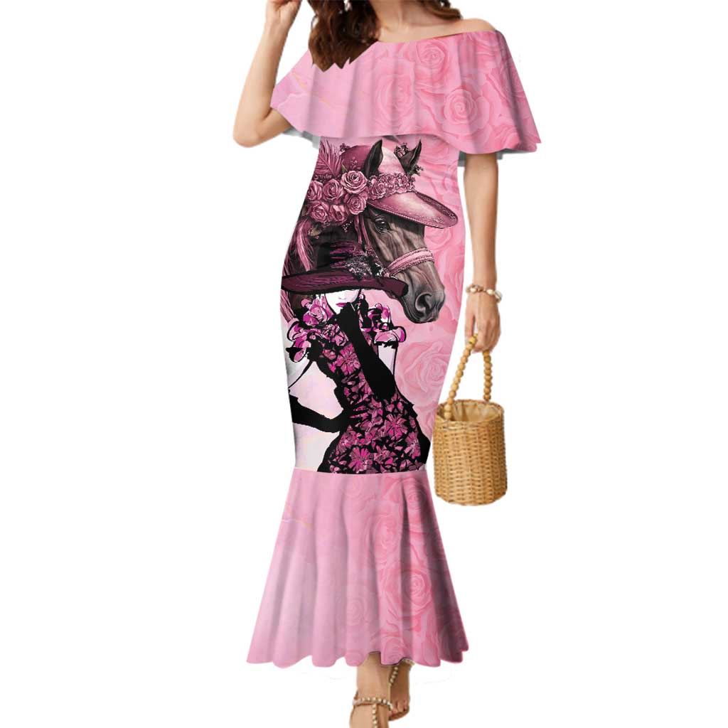 Kentucky Horse Racing Family Matching Mermaid Dress and Hawaiian Shirt Derby Ladies With Roses