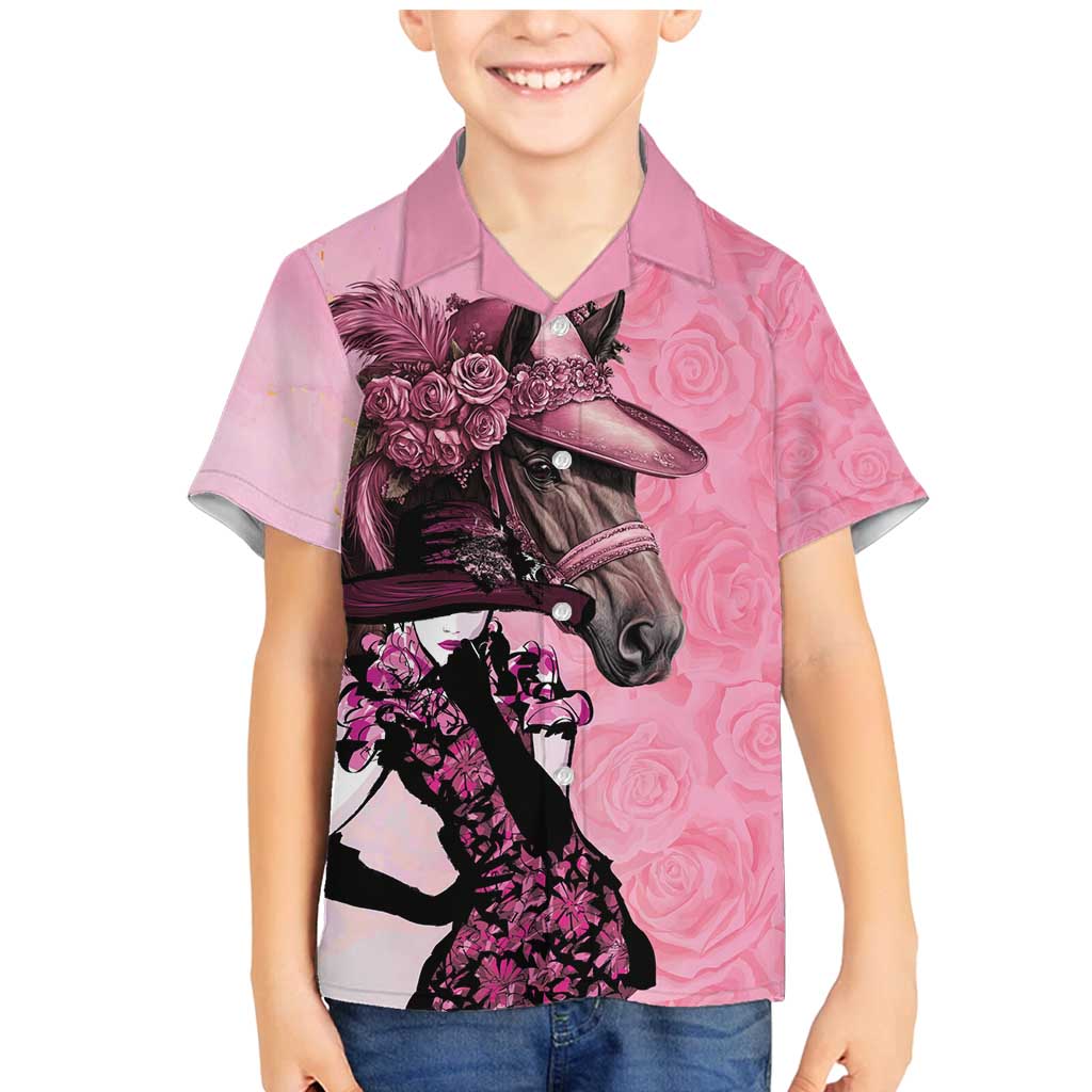 Kentucky Horse Racing Family Matching Mermaid Dress and Hawaiian Shirt Derby Ladies With Roses