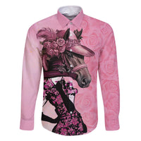 Kentucky Horse Racing Family Matching Off The Shoulder Long Sleeve Dress and Hawaiian Shirt Derby Ladies With Roses