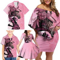 Kentucky Horse Racing Family Matching Off Shoulder Short Dress and Hawaiian Shirt Derby Ladies With Roses
