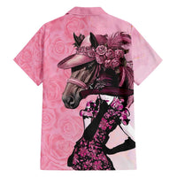 Kentucky Horse Racing Family Matching Short Sleeve Bodycon Dress and Hawaiian Shirt Derby Ladies With Roses