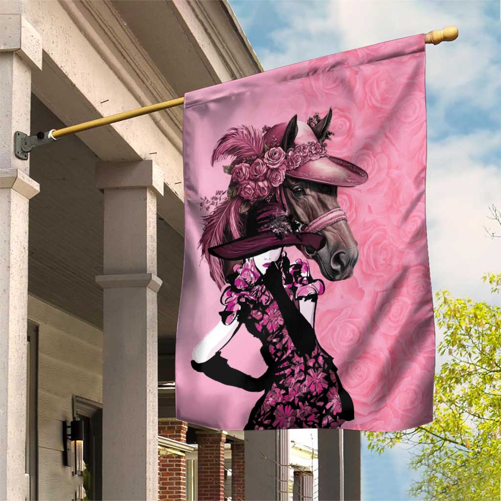 Kentucky Horse Racing Garden Flag Derby Ladies With Roses
