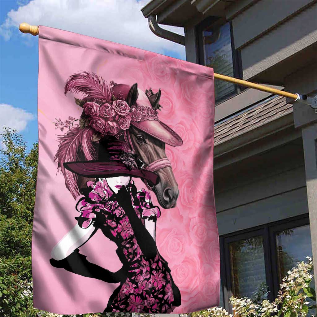 Kentucky Horse Racing Garden Flag Derby Ladies With Roses