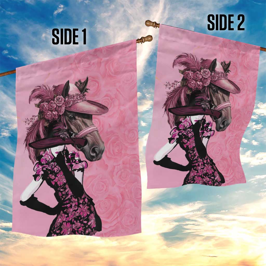 Kentucky Horse Racing Garden Flag Derby Ladies With Roses