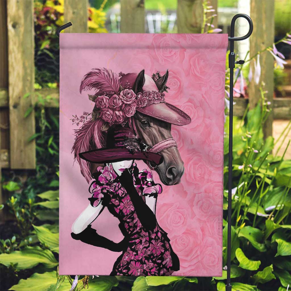 Kentucky Horse Racing Garden Flag Derby Ladies With Roses