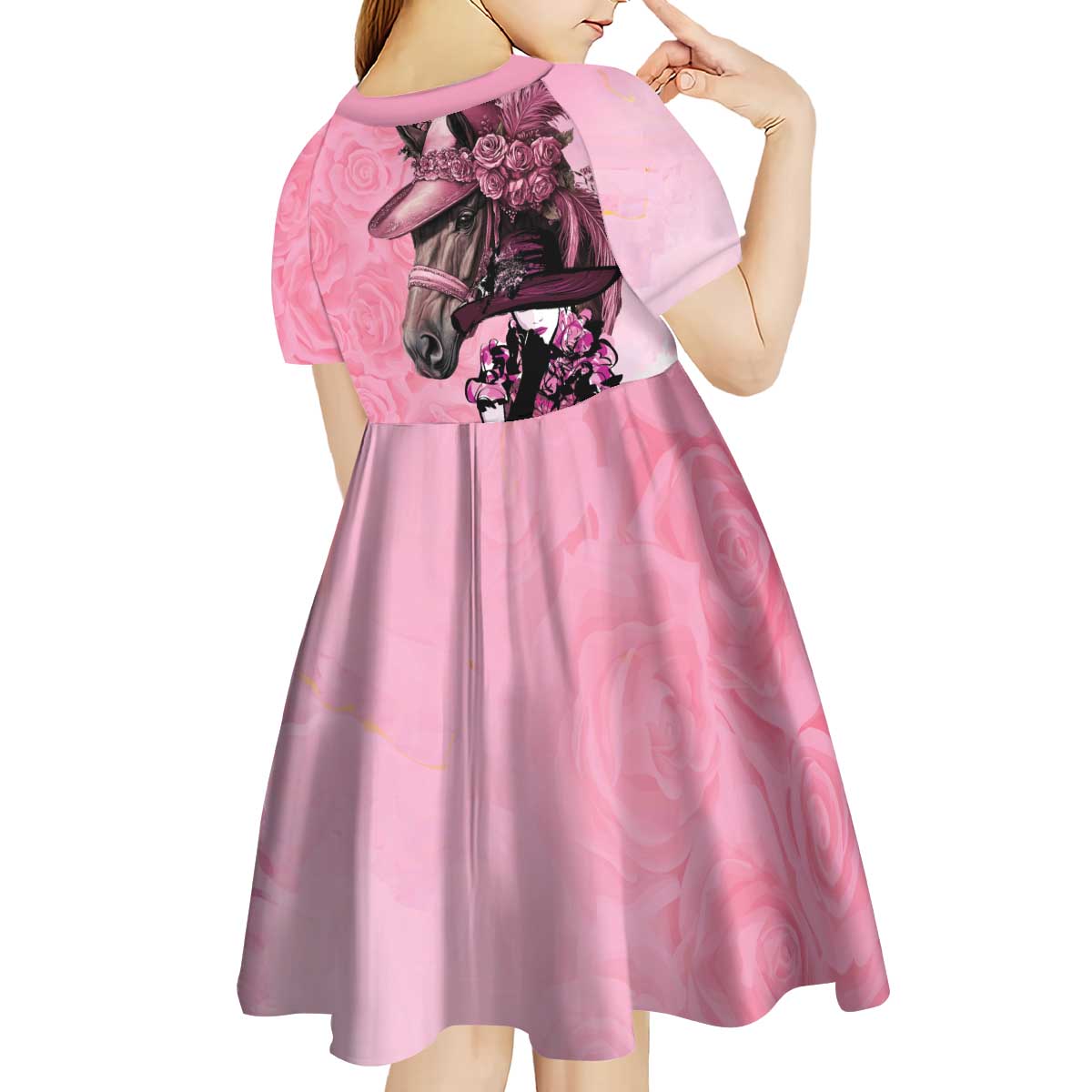 Kentucky Horse Racing Kid Short Sleeve Dress Derby Ladies With Roses