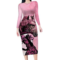 Kentucky Horse Racing Long Sleeve Bodycon Dress Derby Ladies With Roses