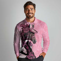 Kentucky Horse Racing Long Sleeve Polo Shirt Derby Ladies With Roses