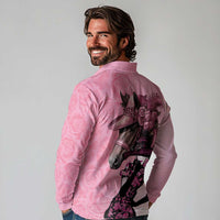 Kentucky Horse Racing Long Sleeve Polo Shirt Derby Ladies With Roses