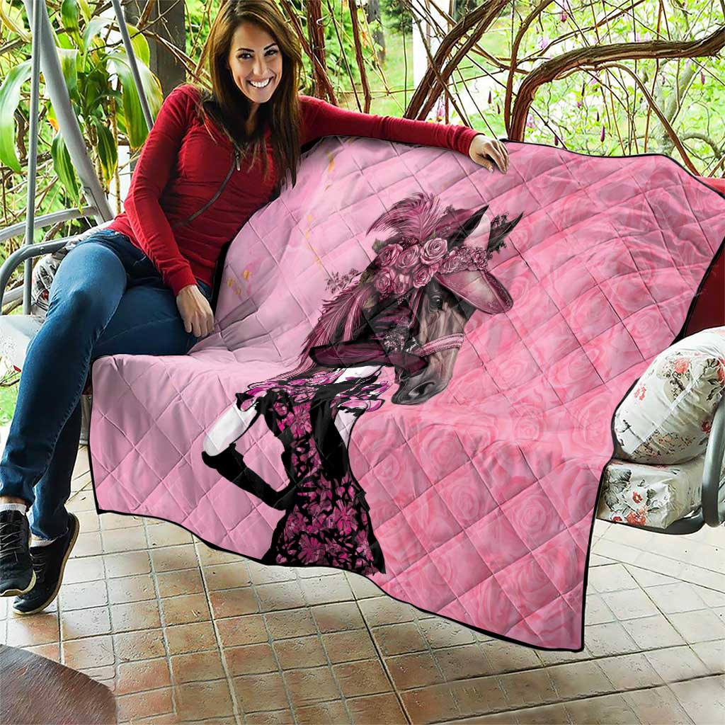Kentucky Horse Racing Quilt Derby Ladies With Roses