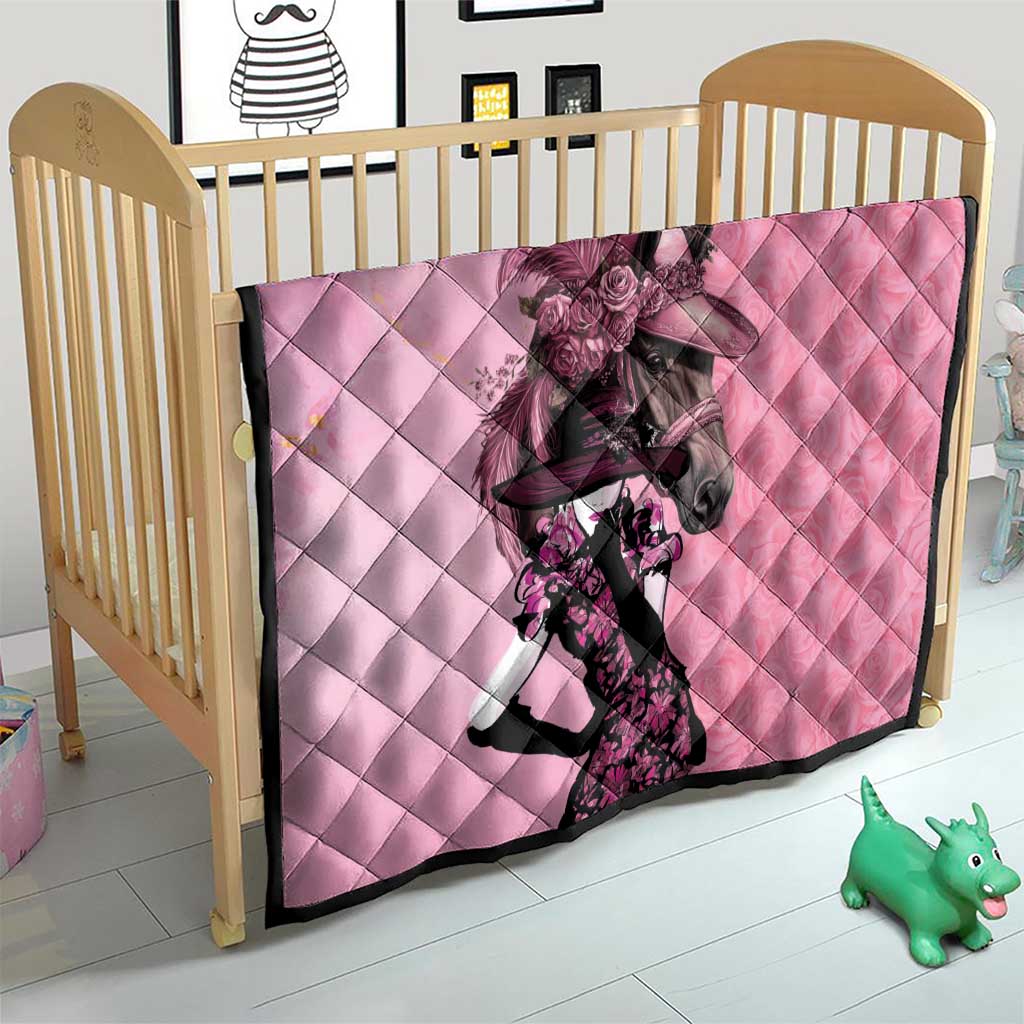 Kentucky Horse Racing Quilt Derby Ladies With Roses