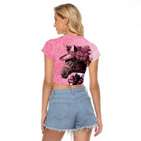 Kentucky Horse Racing Raglan Cropped T Shirt Derby Ladies With Roses