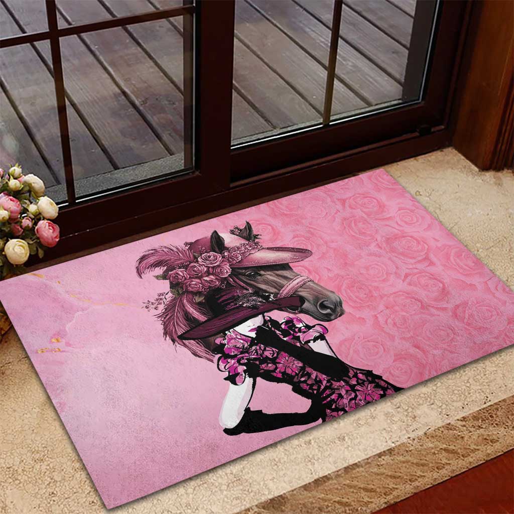 Kentucky Horse Racing Rubber Doormat Derby Ladies With Roses