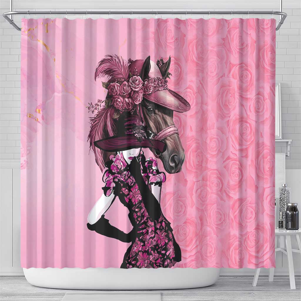 Kentucky Horse Racing Shower Curtain Derby Ladies With Roses