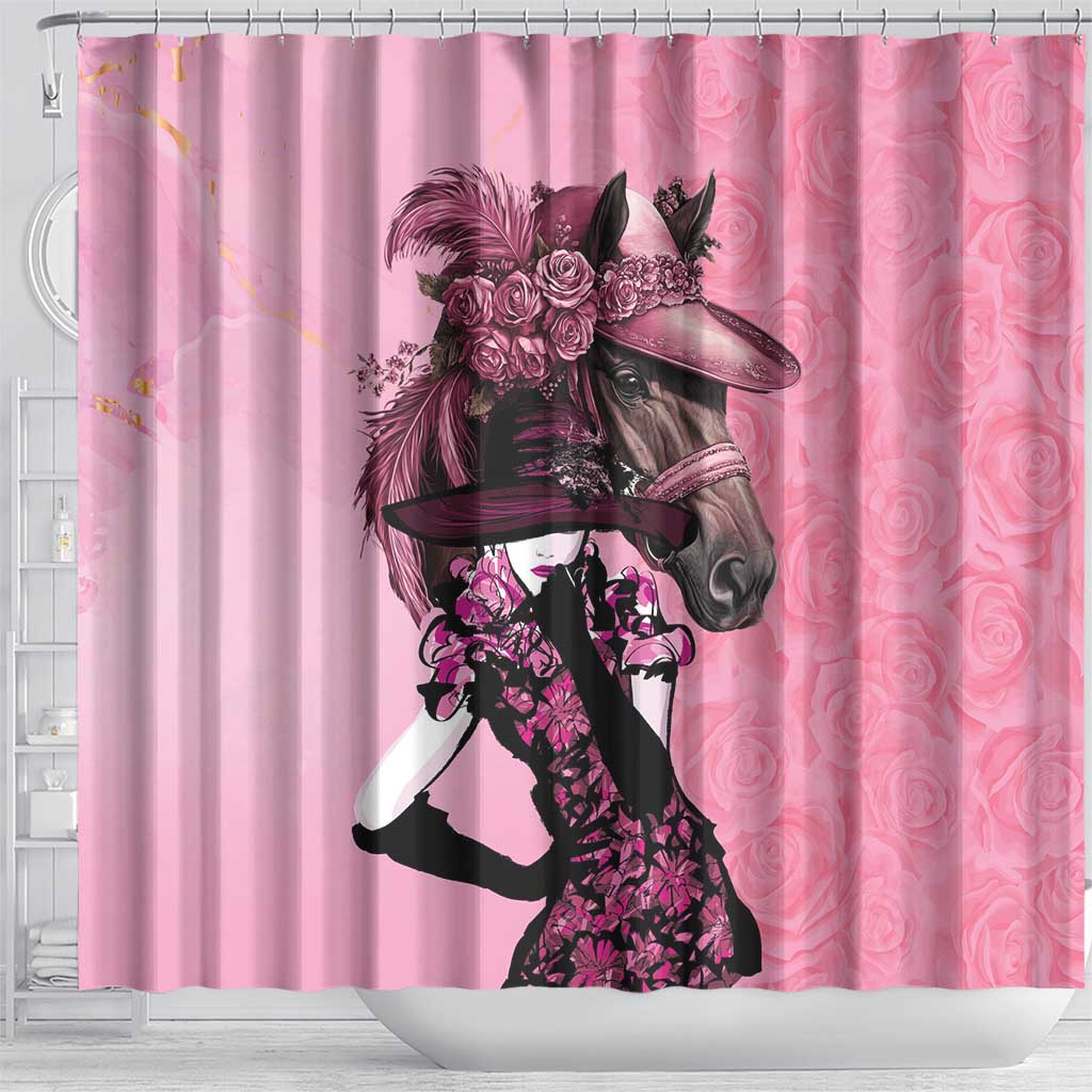 Kentucky Horse Racing Shower Curtain Derby Ladies With Roses