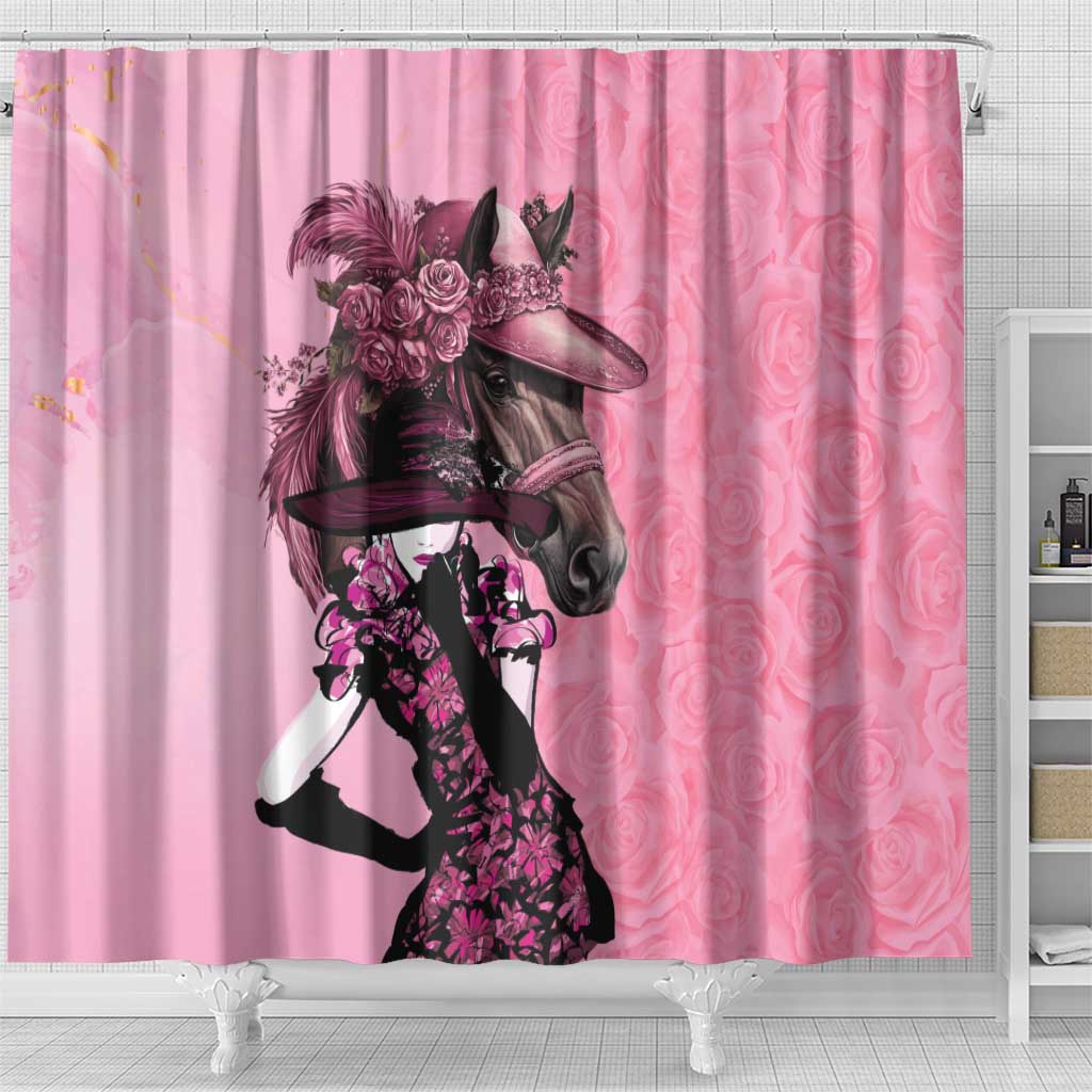 Kentucky Horse Racing Shower Curtain Derby Ladies With Roses