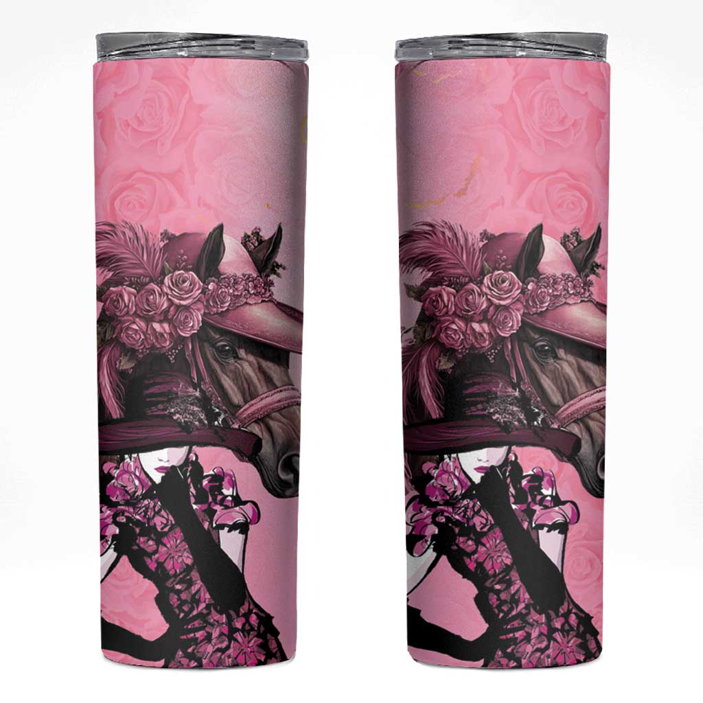 Kentucky Horse Racing Skinny Tumbler Derby Ladies With Roses