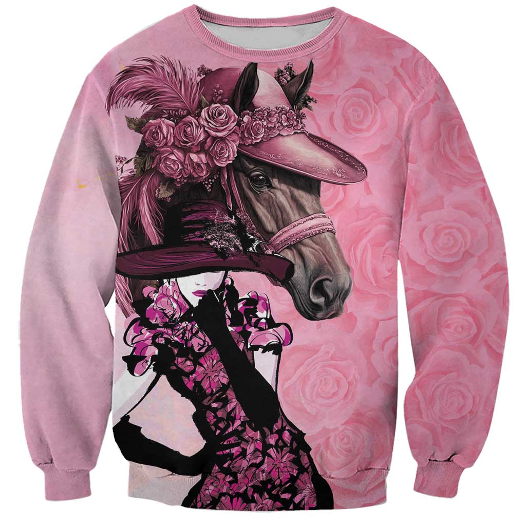 Kentucky Horse Racing Sweatshirt Derby Ladies With Roses
