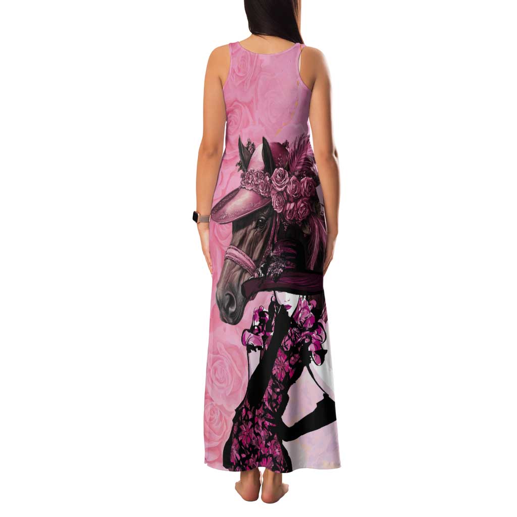 Kentucky Horse Racing Tank Maxi Dress Derby Ladies With Roses