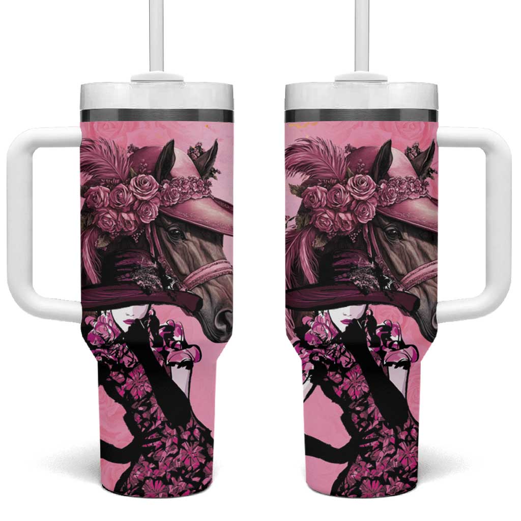 Kentucky Horse Racing Tumbler With Handle Derby Ladies With Roses