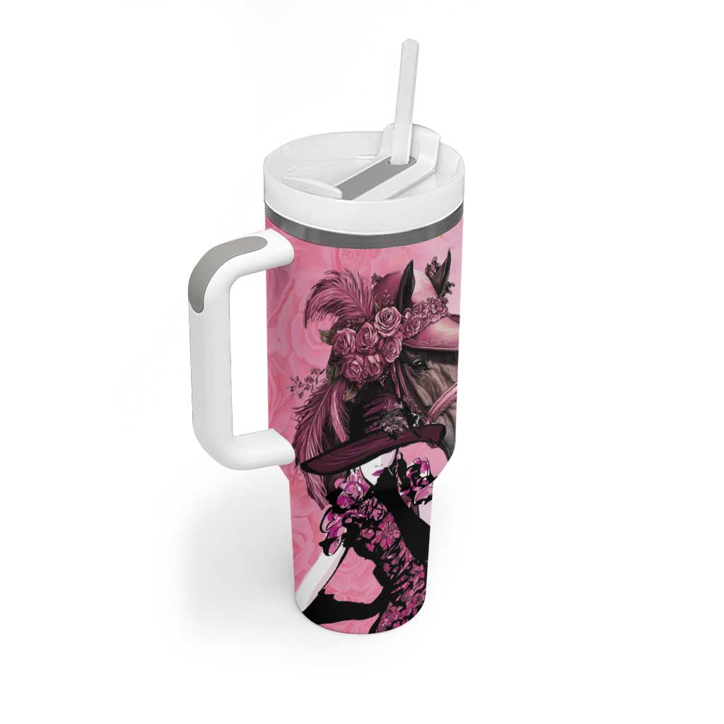 Kentucky Horse Racing Tumbler With Handle Derby Ladies With Roses