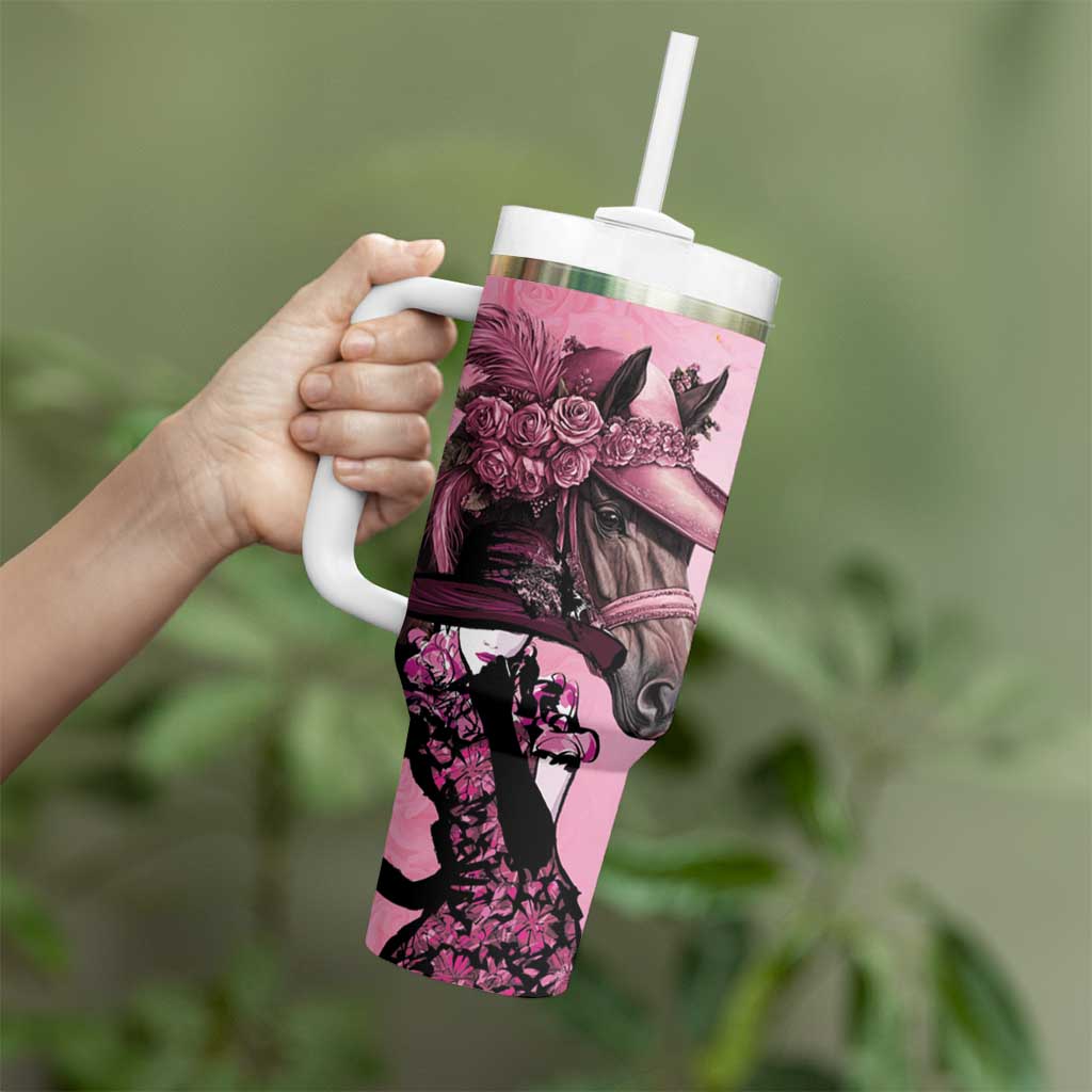 Kentucky Horse Racing Tumbler With Handle Derby Ladies With Roses