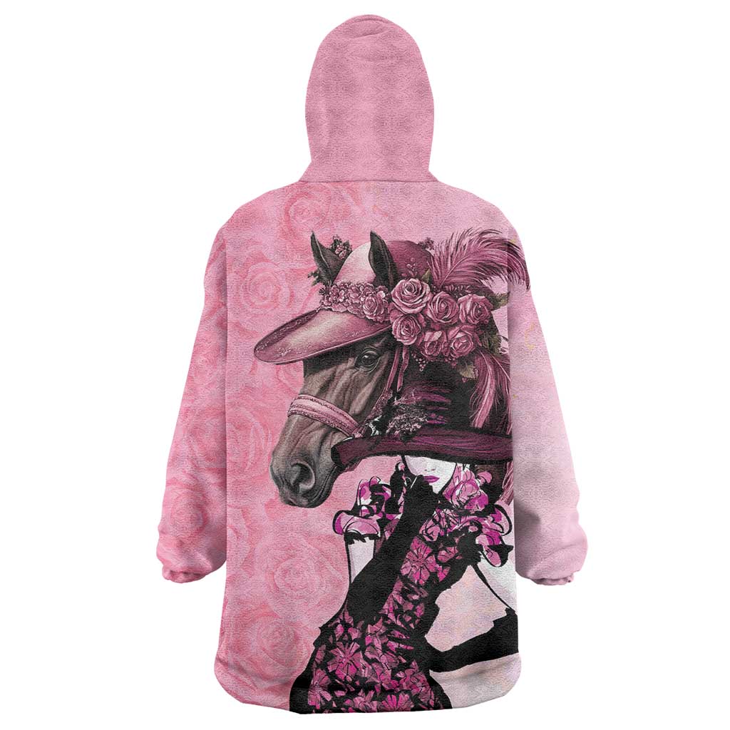 Kentucky Horse Racing Wearable Blanket Hoodie Derby Ladies With Roses