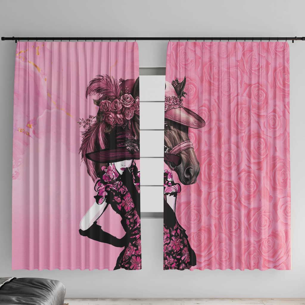 Kentucky Horse Racing Window Curtain Derby Ladies With Roses