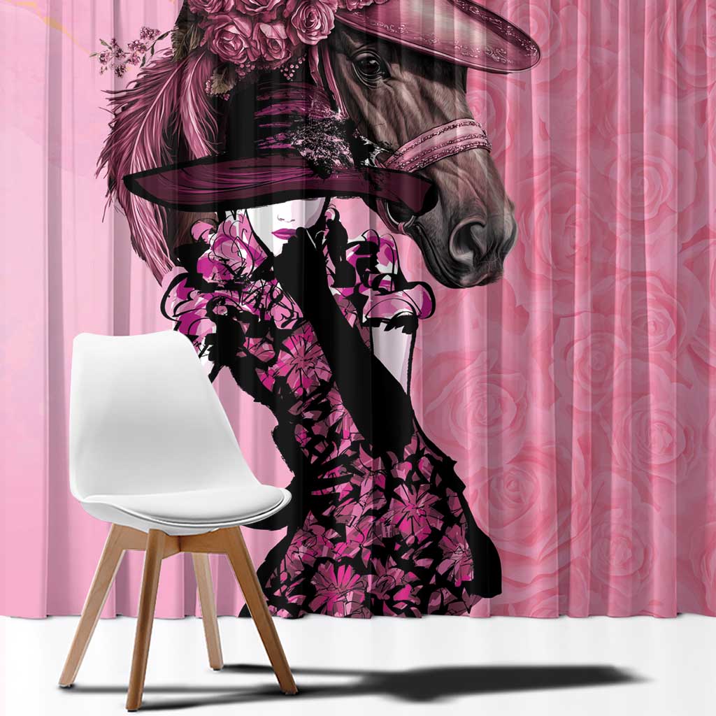 Kentucky Horse Racing Window Curtain Derby Ladies With Roses