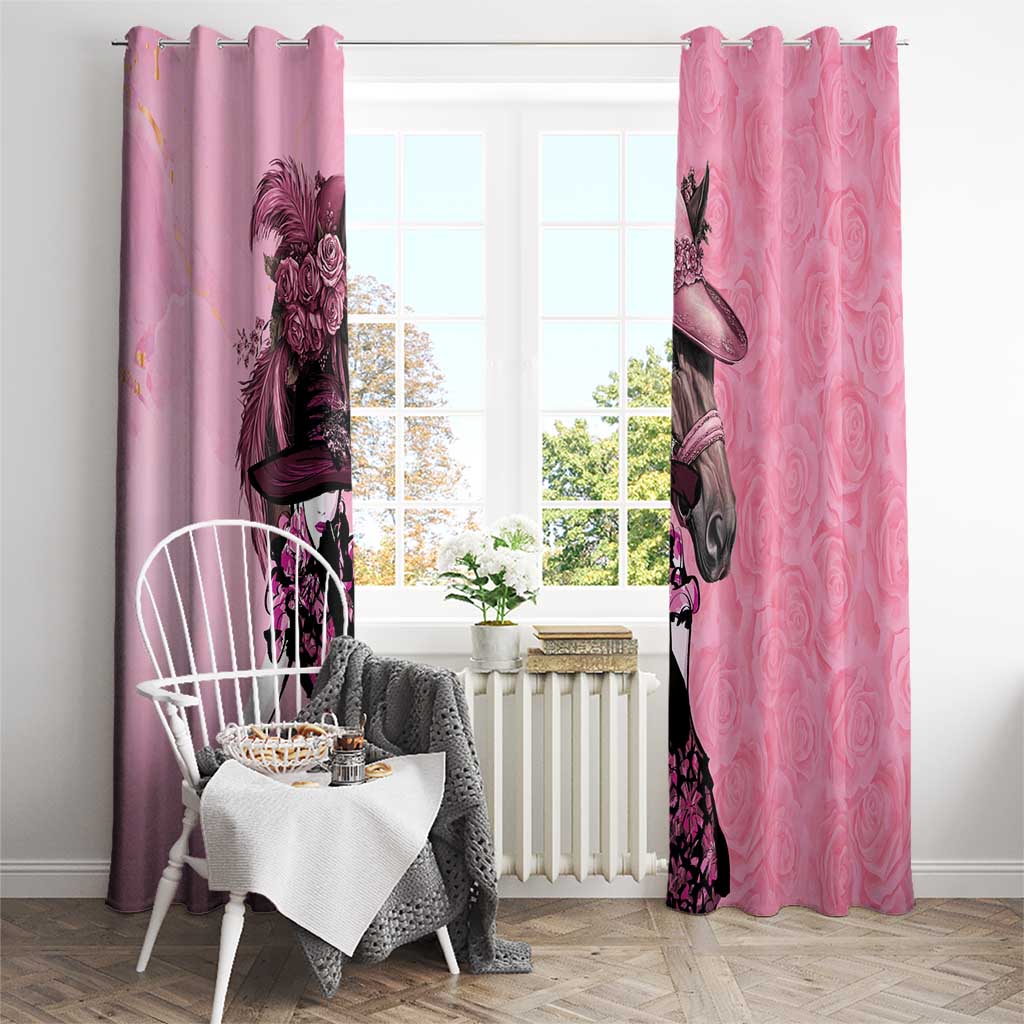 Kentucky Horse Racing Window Curtain Derby Ladies With Roses