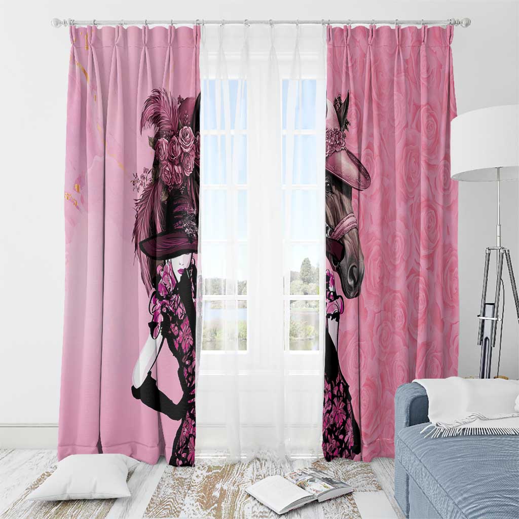 Kentucky Horse Racing Window Curtain Derby Ladies With Roses