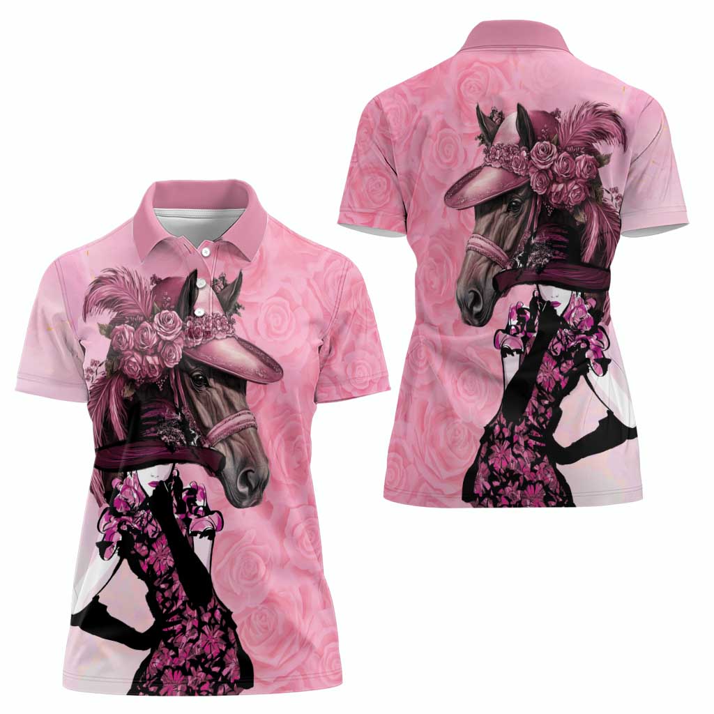 Kentucky Horse Racing Women Polo Shirt Derby Ladies With Roses