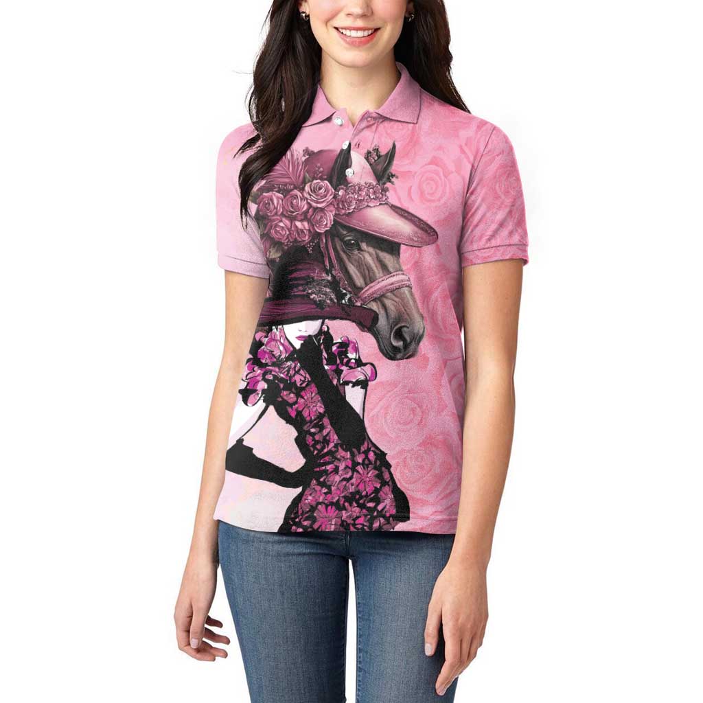Kentucky Horse Racing Women Polo Shirt Derby Ladies With Roses