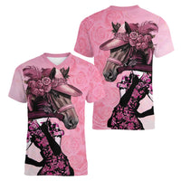 Kentucky Horse Racing Women V-Neck T-Shirt Derby Ladies With Roses