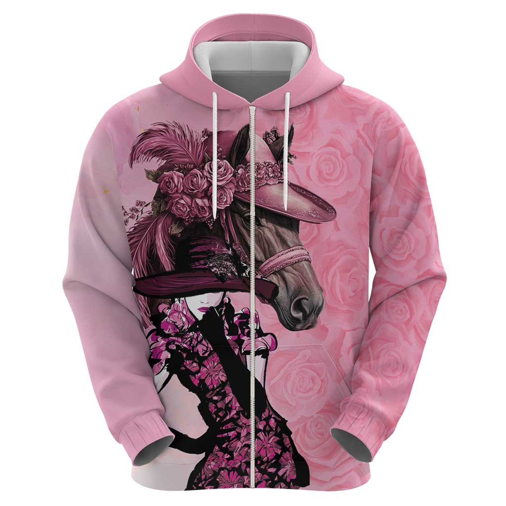 Kentucky Horse Racing Zip Hoodie Derby Ladies With Roses