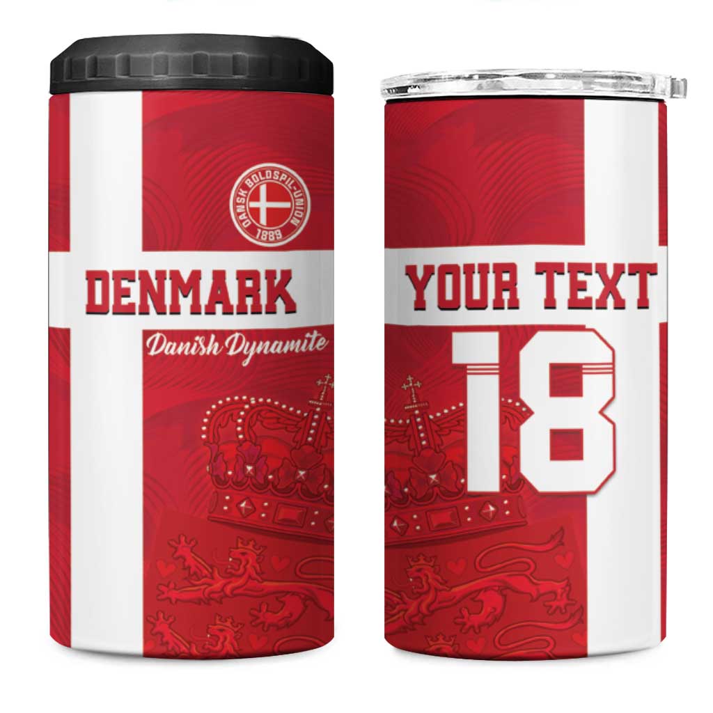 Custom Denmark Football 4 in 1 Can Cooler Tumbler Danish Dynamite Go Champion