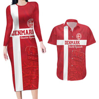 Custom Denmark Football Couples Matching Long Sleeve Bodycon Dress and Hawaiian Shirt Danish Dynamite Go Champion