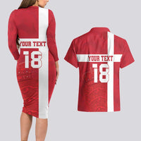 Custom Denmark Football Couples Matching Long Sleeve Bodycon Dress and Hawaiian Shirt Danish Dynamite Go Champion