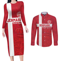 Custom Denmark Football Couples Matching Long Sleeve Bodycon Dress and Long Sleeve Button Shirt Danish Dynamite Go Champion