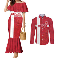 Custom Denmark Football Couples Matching Mermaid Dress and Long Sleeve Button Shirt Danish Dynamite Go Champion