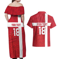 Custom Denmark Football Couples Matching Off Shoulder Maxi Dress and Hawaiian Shirt Danish Dynamite Go Champion