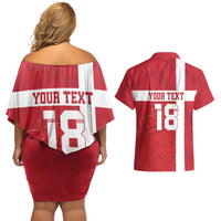 Custom Denmark Football Couples Matching Off Shoulder Short Dress and Hawaiian Shirt Danish Dynamite Go Champion