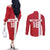 Custom Denmark Football Couples Matching Off The Shoulder Long Sleeve Dress and Long Sleeve Button Shirt Danish Dynamite Go Champion