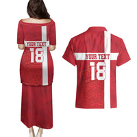 Custom Denmark Football Couples Matching Puletasi and Hawaiian Shirt Danish Dynamite Go Champion