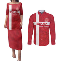 Custom Denmark Football Couples Matching Puletasi and Long Sleeve Button Shirt Danish Dynamite Go Champion
