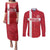 Custom Denmark Football Couples Matching Puletasi and Long Sleeve Button Shirt Danish Dynamite Go Champion