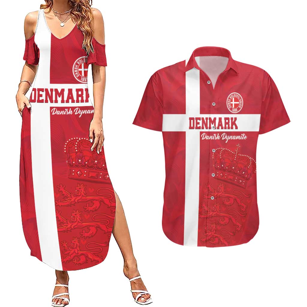Custom Denmark Football Couples Matching Summer Maxi Dress and Hawaiian Shirt Danish Dynamite Go Champion